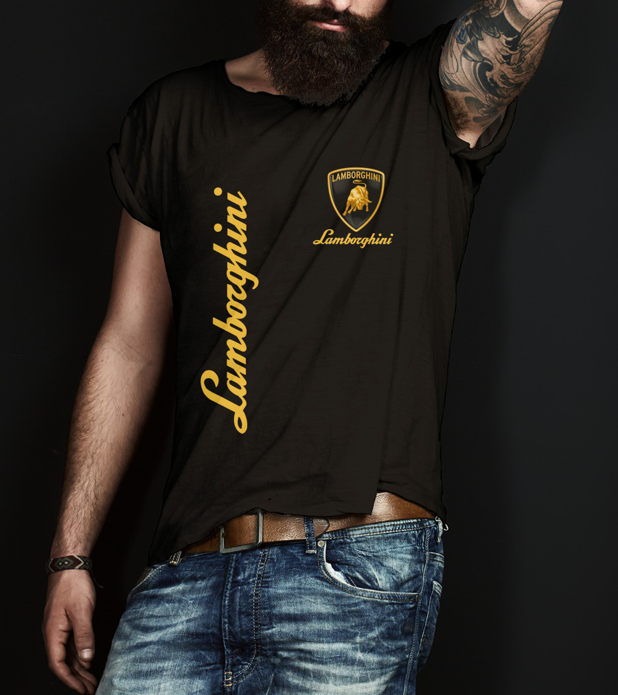 Lamborghini Bull Logo Black And Gold T-Shirt