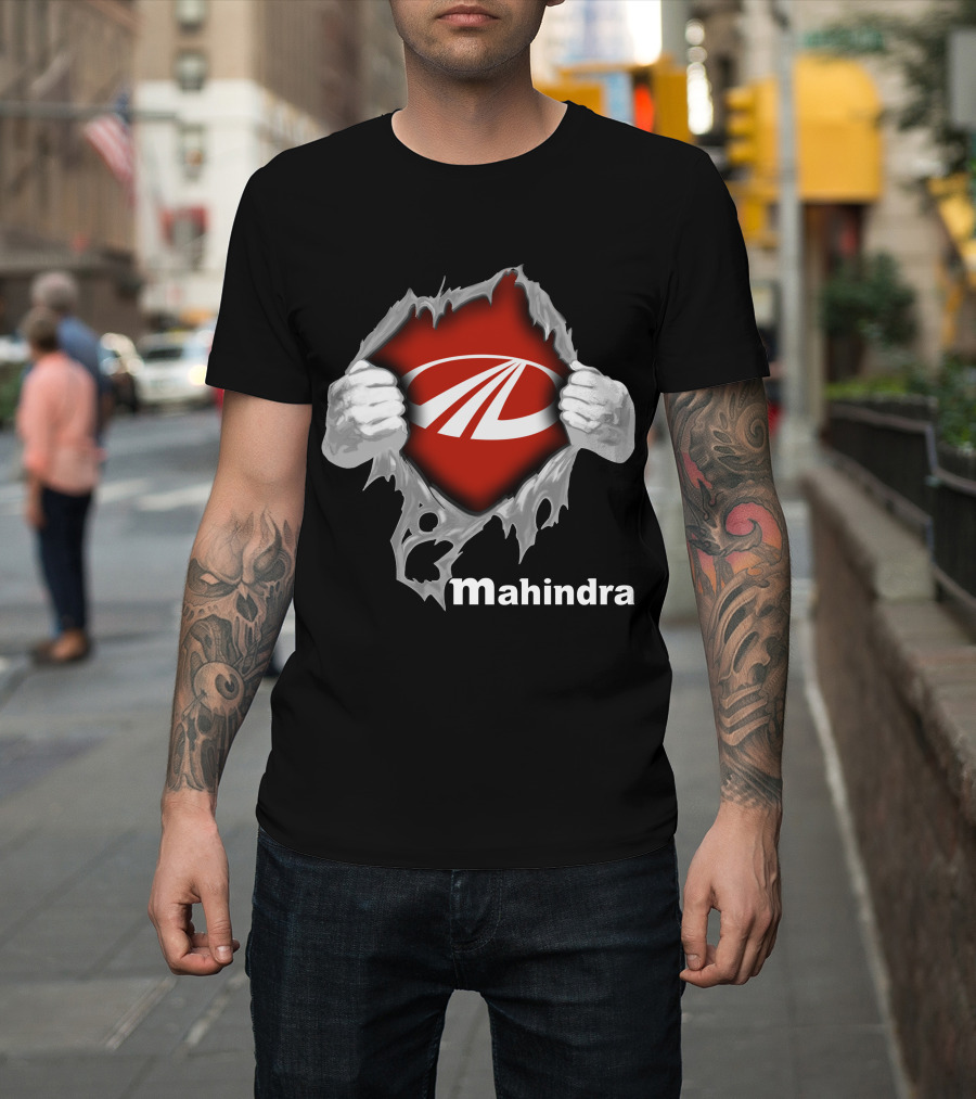 Mahindra Logo With Torn T-Shirt