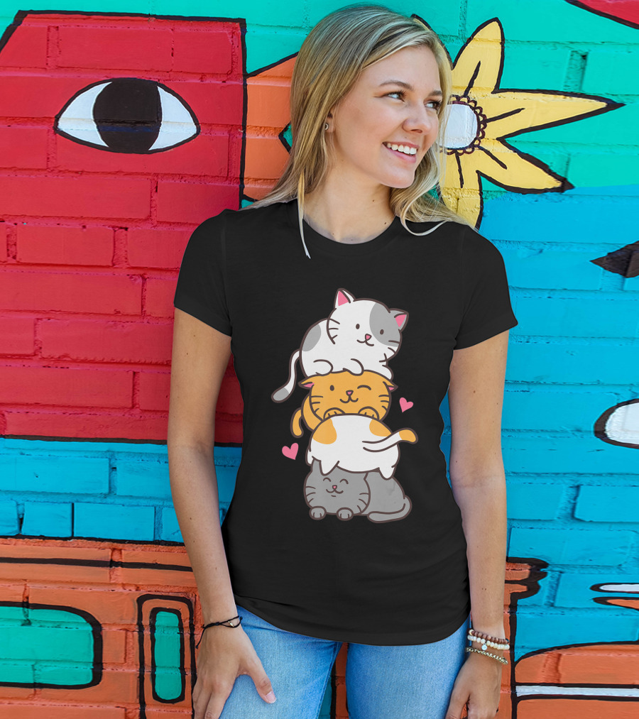 Cat Cats Cute Kitty Pile Kawaii Neko Anime T-Shirt