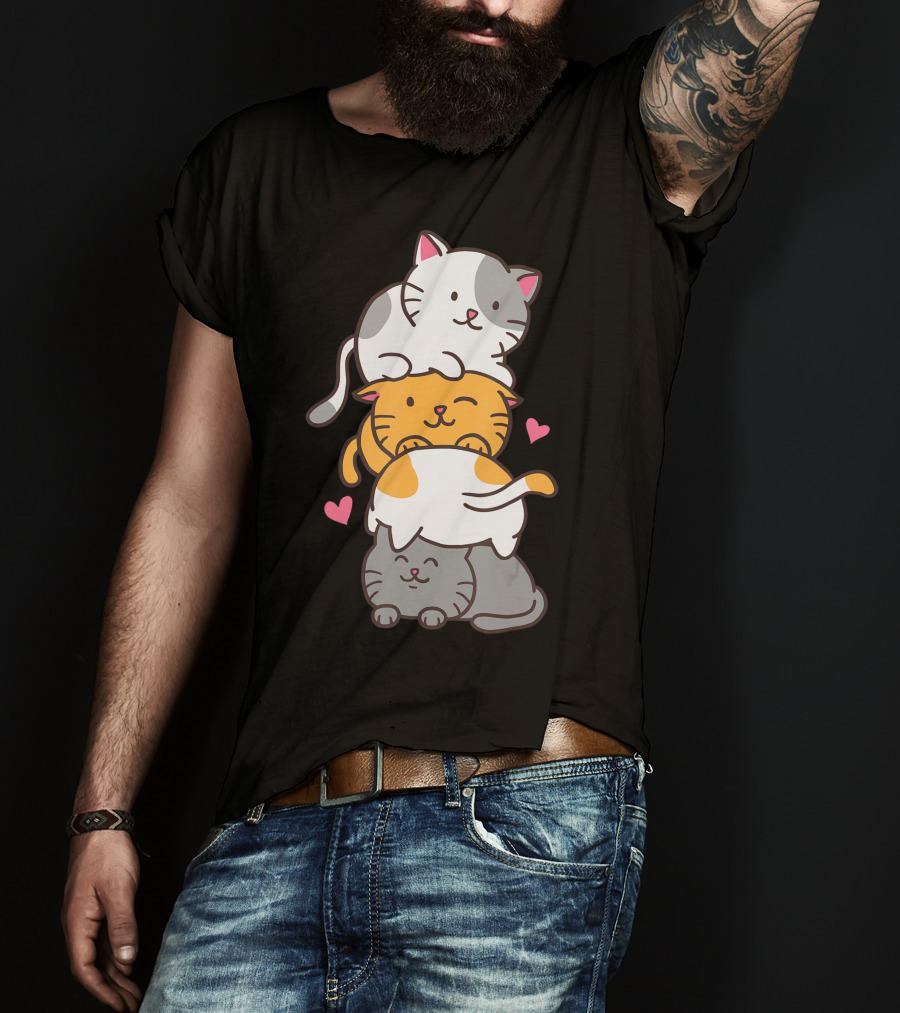 Cat Cats Cute Kitty Pile Kawaii Neko Anime T-Shirt
