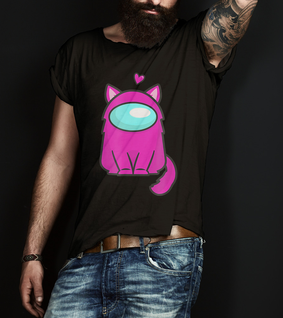 Cute Cat Astronaut Among Us Nerdy Girl Gamer T-Shirt