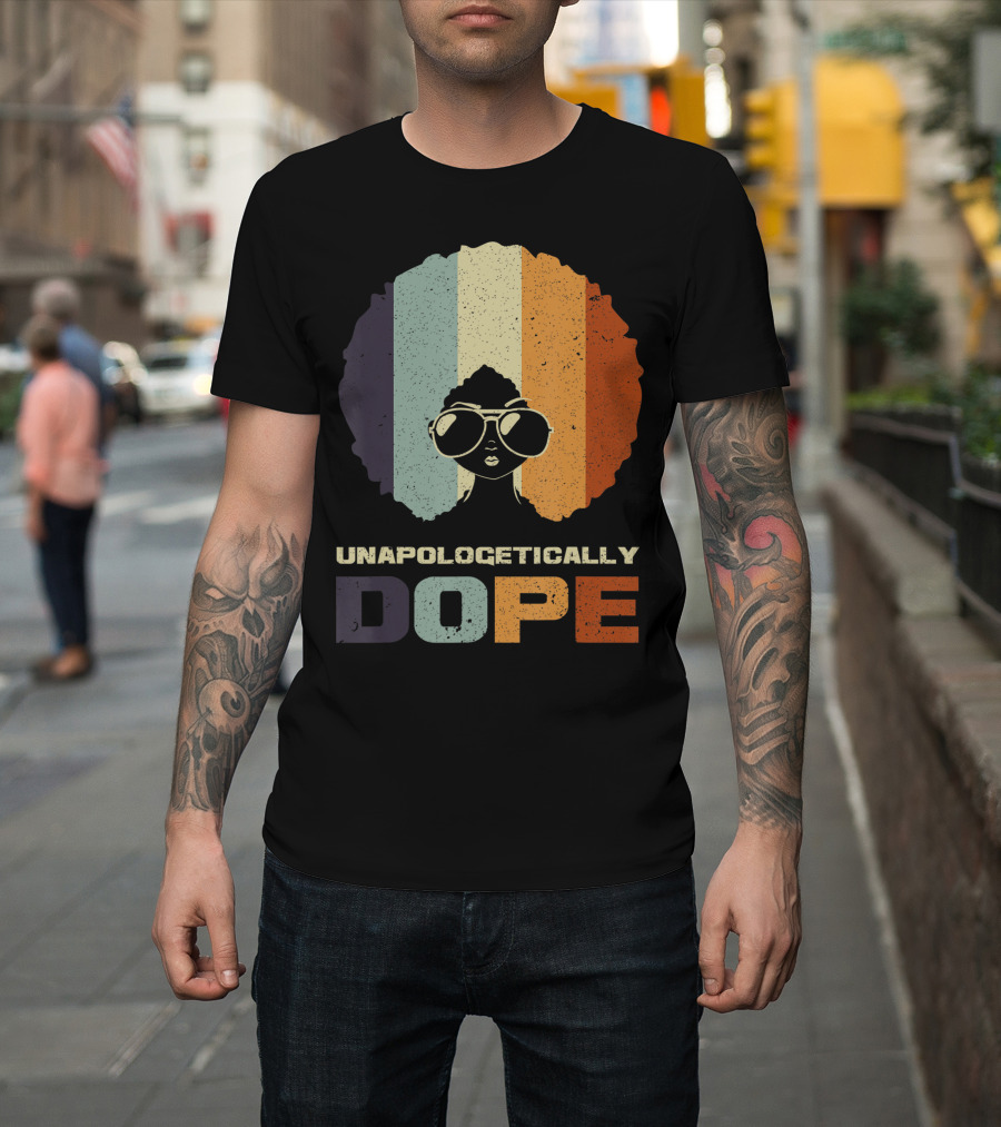 Unapologetically Dope Afro Rainbow Stripes Sunglasses T-Shirt