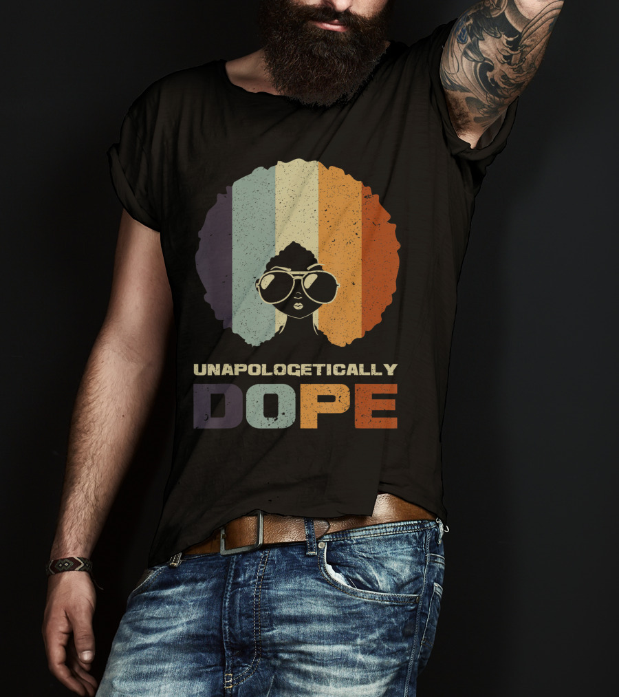 Unapologetically Dope Afro Rainbow Stripes Sunglasses T-Shirt