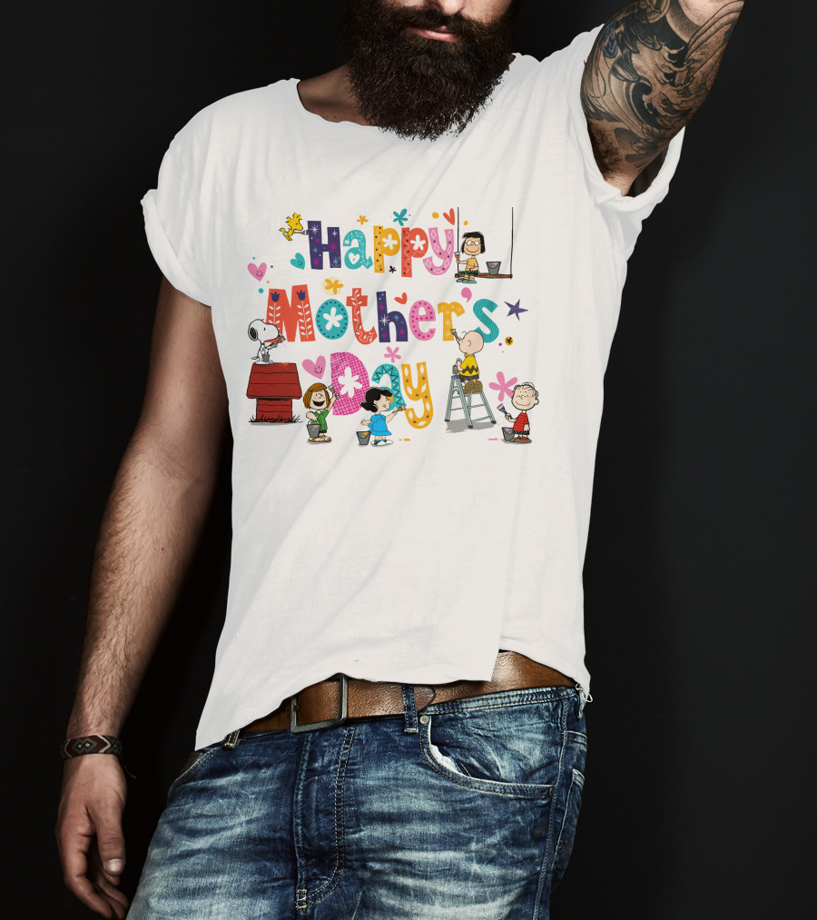 Happy Mother's Day Snoopy Peanuts Characters Painting T-Shirt