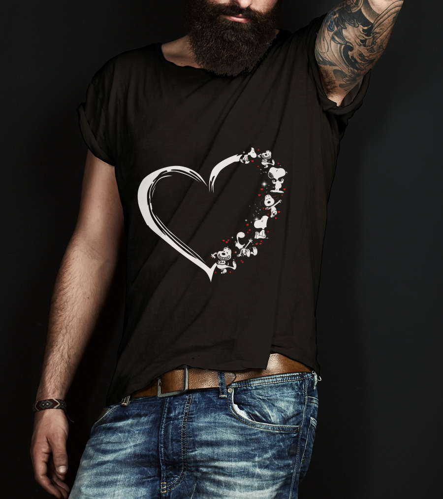 Heartsnop Peanuts Snoopy Heart Shape Love T-Shirt