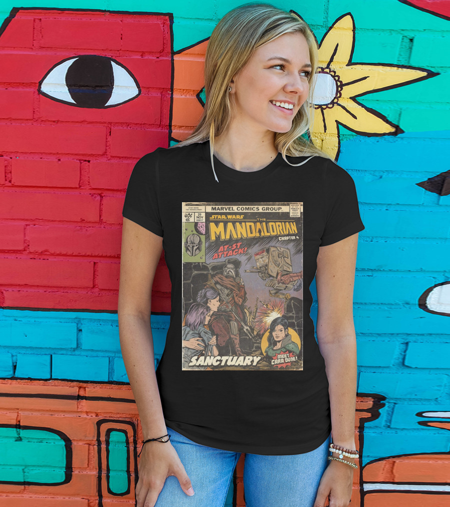 Marvel Comics Group Star Wars The Mandalorian Chapter 4 Sanctuary At-St Attack Meet Cara Dune T-Shirt