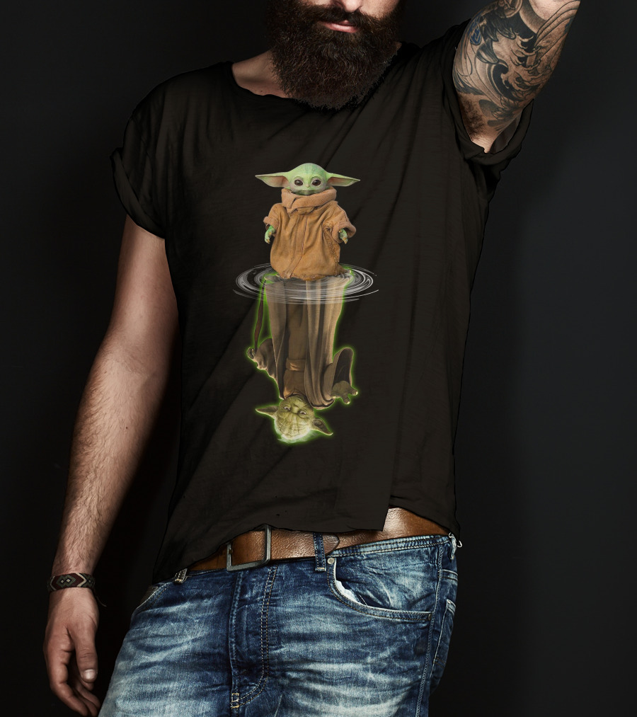 Baby Yoda And Yoda Reflection Only Today T-Shirt