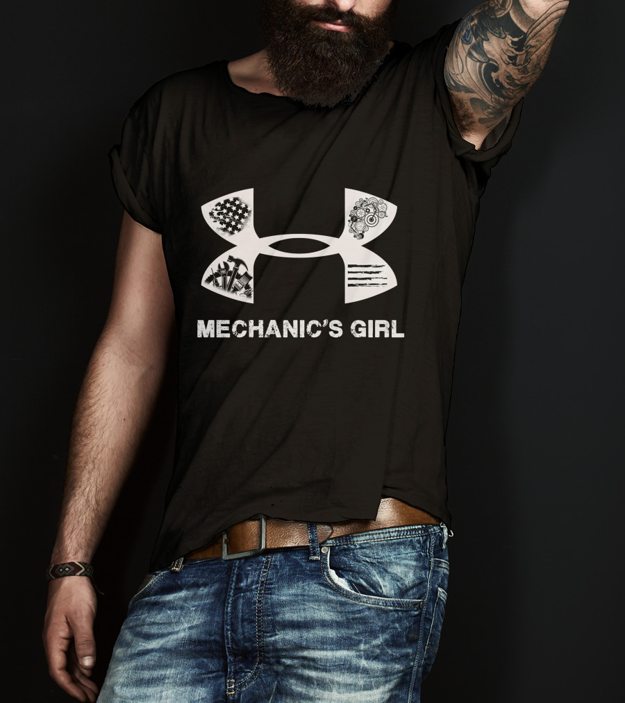 Mechanic's Girl Only Today With American Flag And Tools T-Shirt
