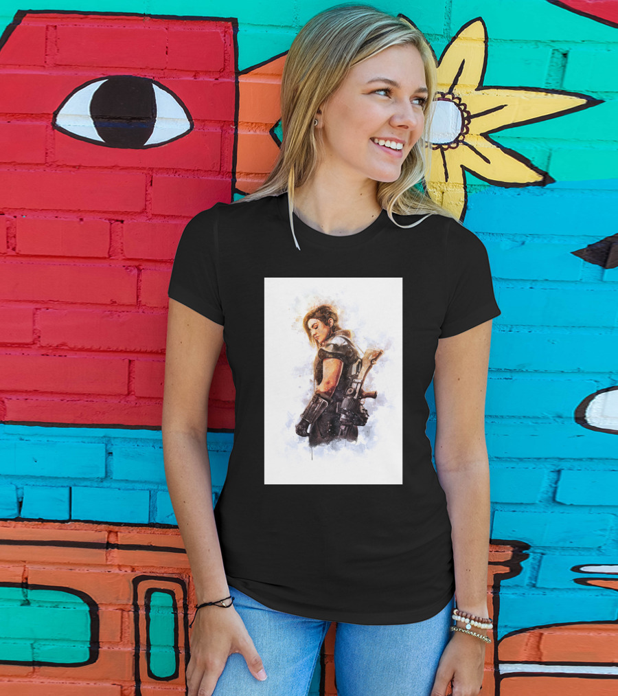 Only Today Watercolor Warrior Woman With Sword T-Shirt