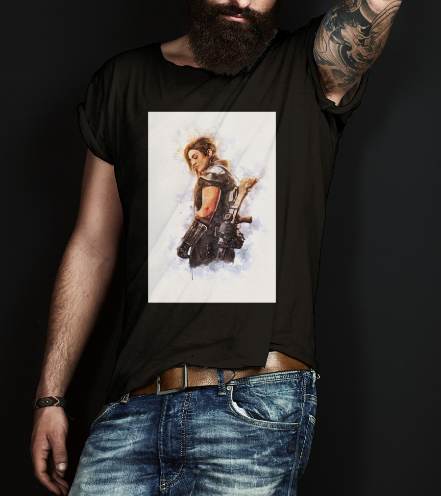 Only Today Watercolor Warrior Woman With Sword T-Shirt
