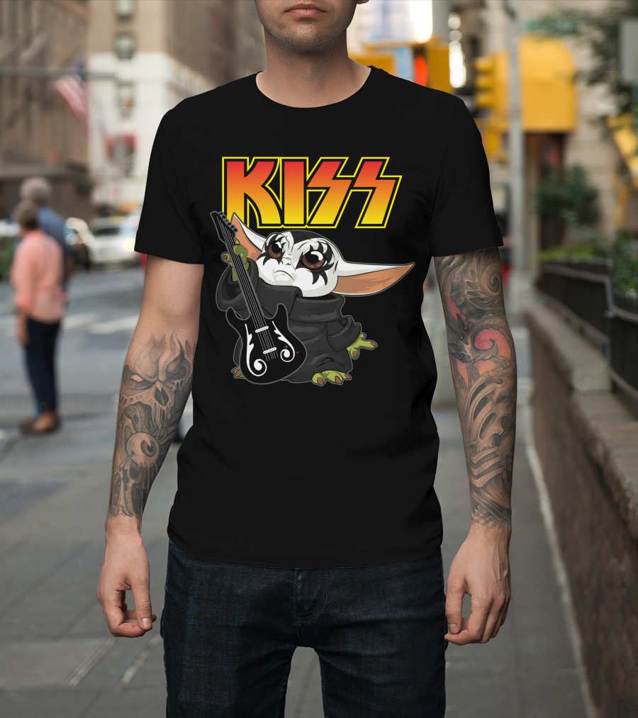 Kiss Only Today Grogu With Guitar T-Shirt