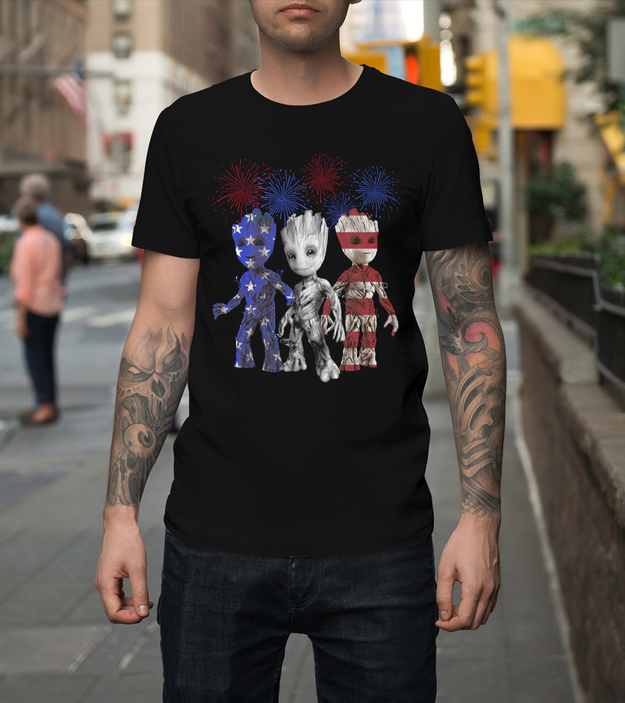 Patriotic Fireworks Groot Trio Only Today T-Shirt