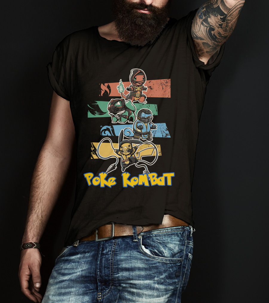 POKE KOMBAT Pokemon Mortal Kombat Crossover Characters In Action T-Shirt