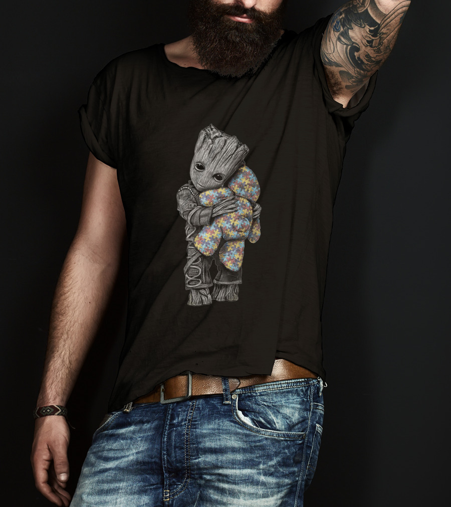 Groot Hugging Puzzle Piece Bear T-Shirt
