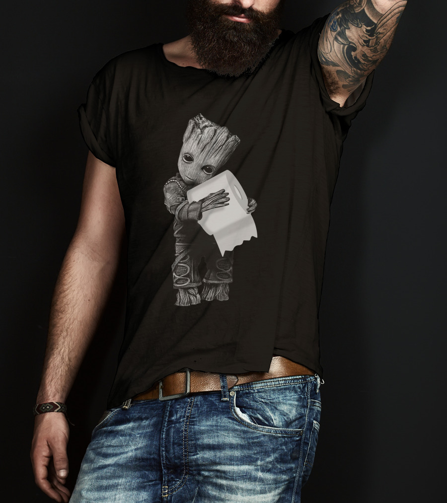 Baby Groot Holding Toilet Paper T-Shirt