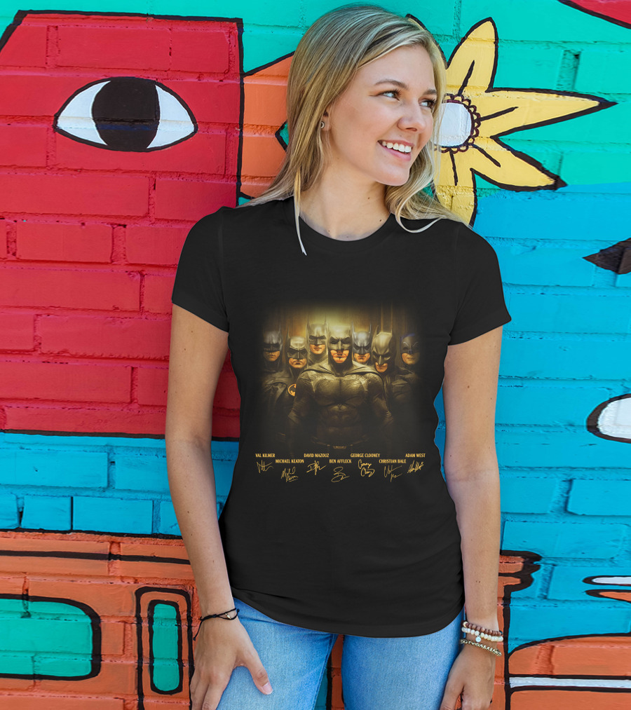 Batma Val Kilmer Michael Keaton David Mazouz Ben Affleck George Clooney Christian Bale Adam West T-Shirt