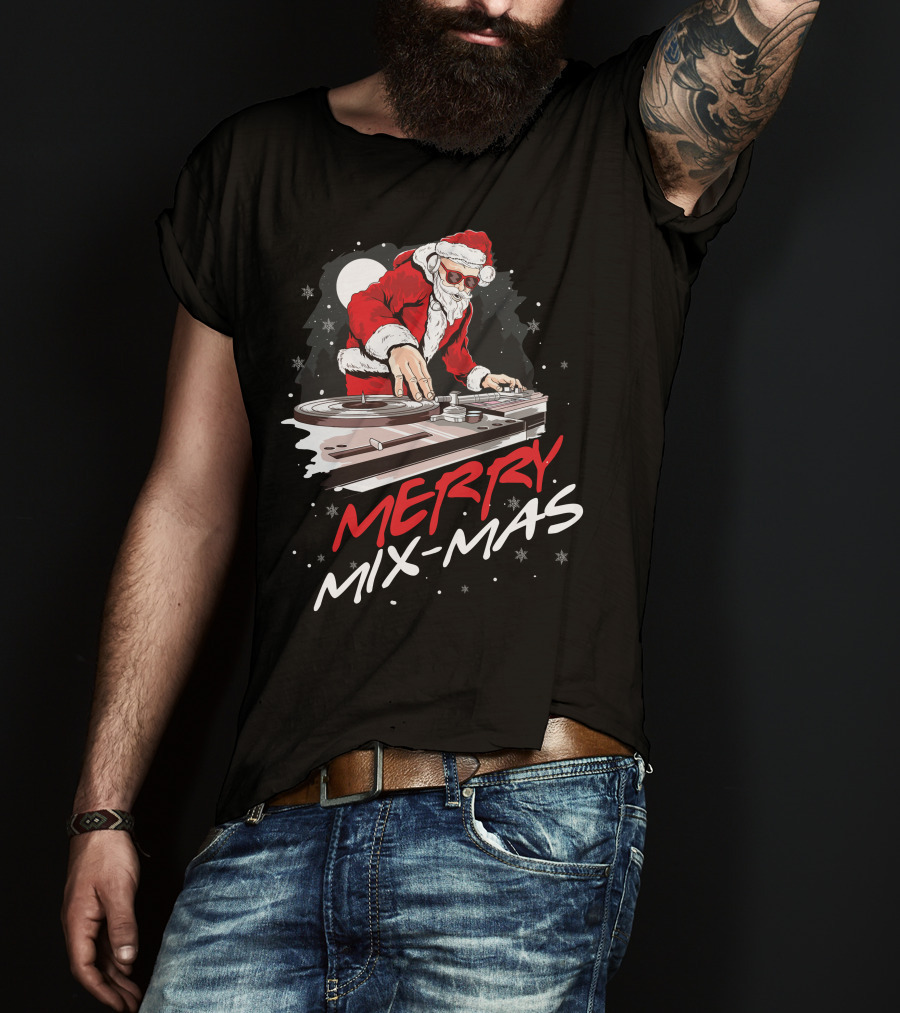 Merry Mix Mas Santa DJ Mixing Christmas Music T-Shirt