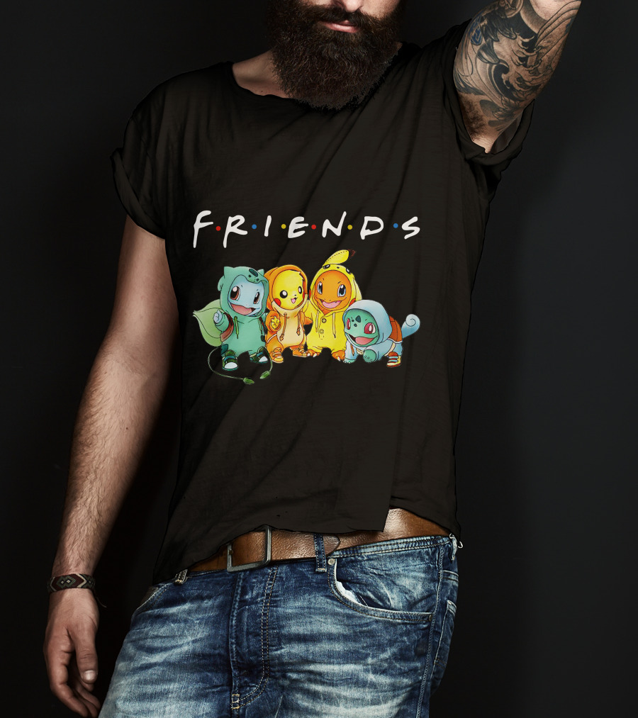 FRIENDS Pikachu ZN443 Bulbasaur Charmander Squirtle T-Shirt