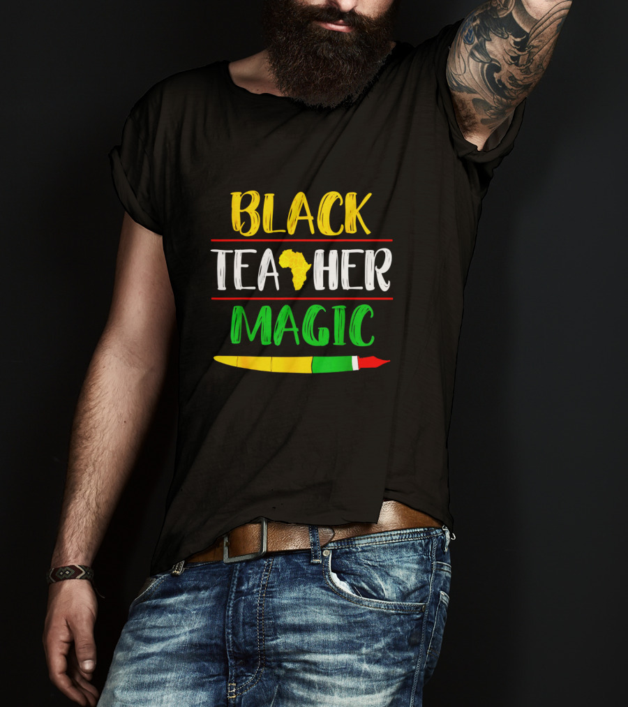 Black Teacher Magic Africa Heart Black History Month T-Shirt
