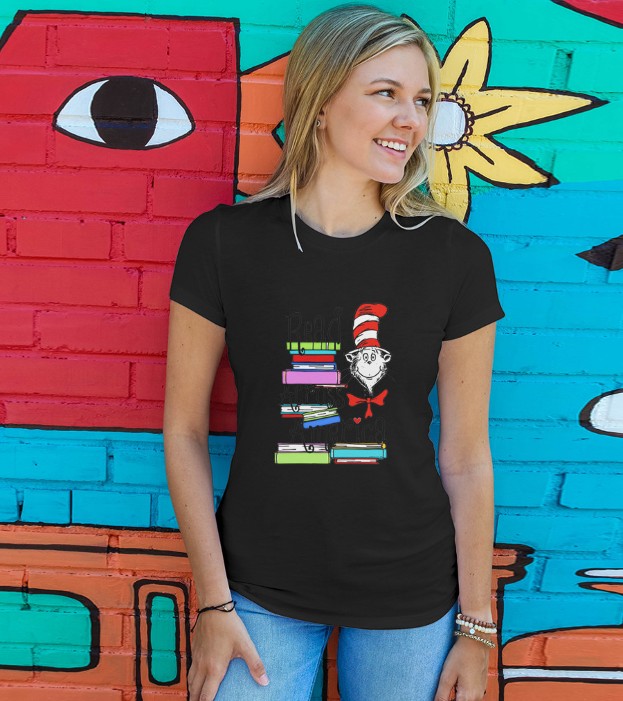 Cat In The Hat Read Across America Book Stack T-Shirt