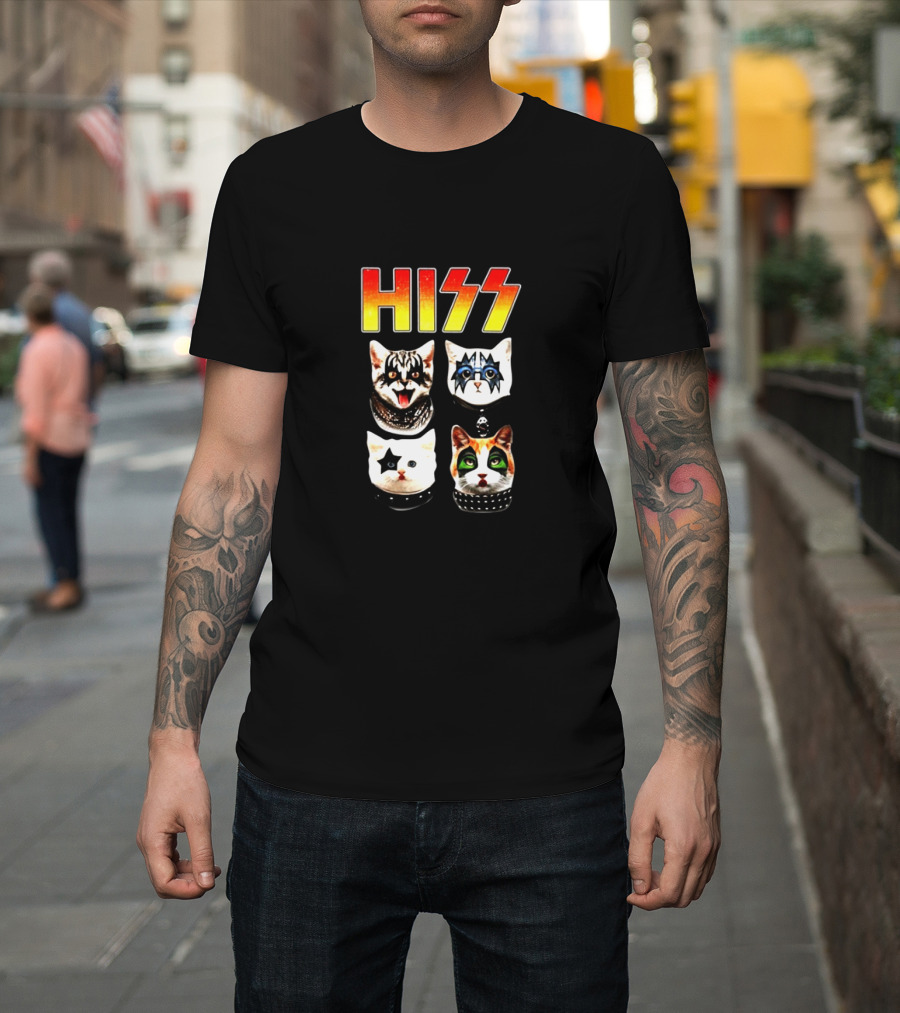 Hiss Cats In Iconic Rock Makeup T-Shirt