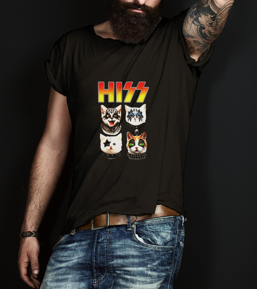 Hiss Cats In Iconic Rock Makeup T-Shirt