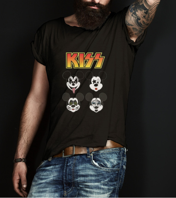Kiss Mickey Mouse Parody With Iconic Rock Band Makeup Styles T-Shirt