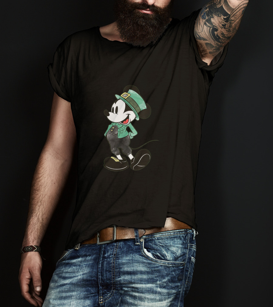 Mickey Mouse Leprechaun Hat And Irish T-Shirt