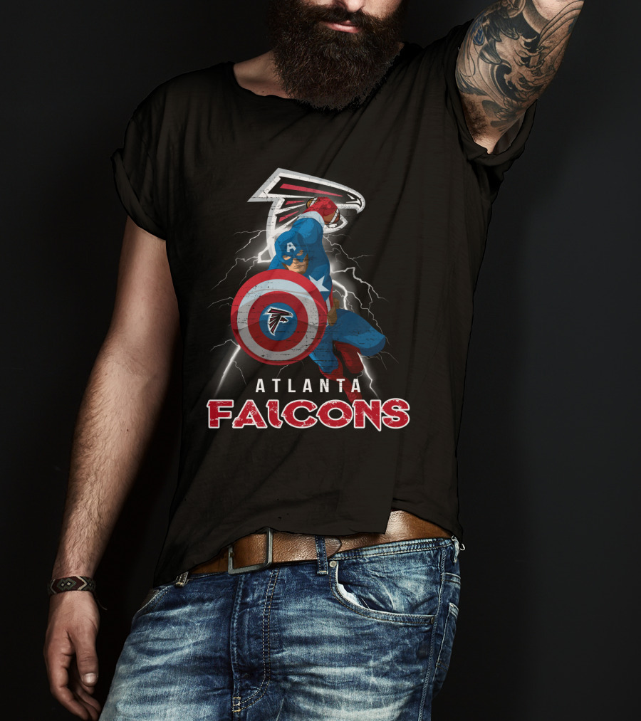Atlanta Falcons Captain America Nfl Shield Lightning T-Shirt