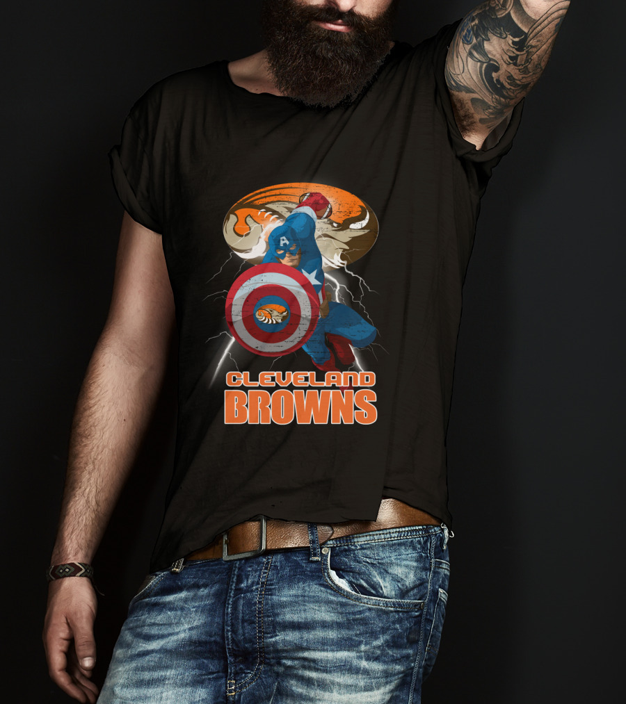 Captain America Cleveland Browns Nfl Football Crossover T-Shirt