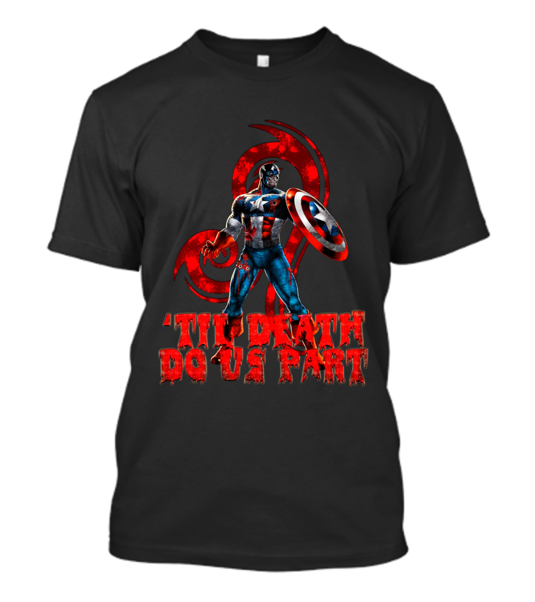 Captain America Til Death Do Us Part Marvel Red Grunge T-Shirt