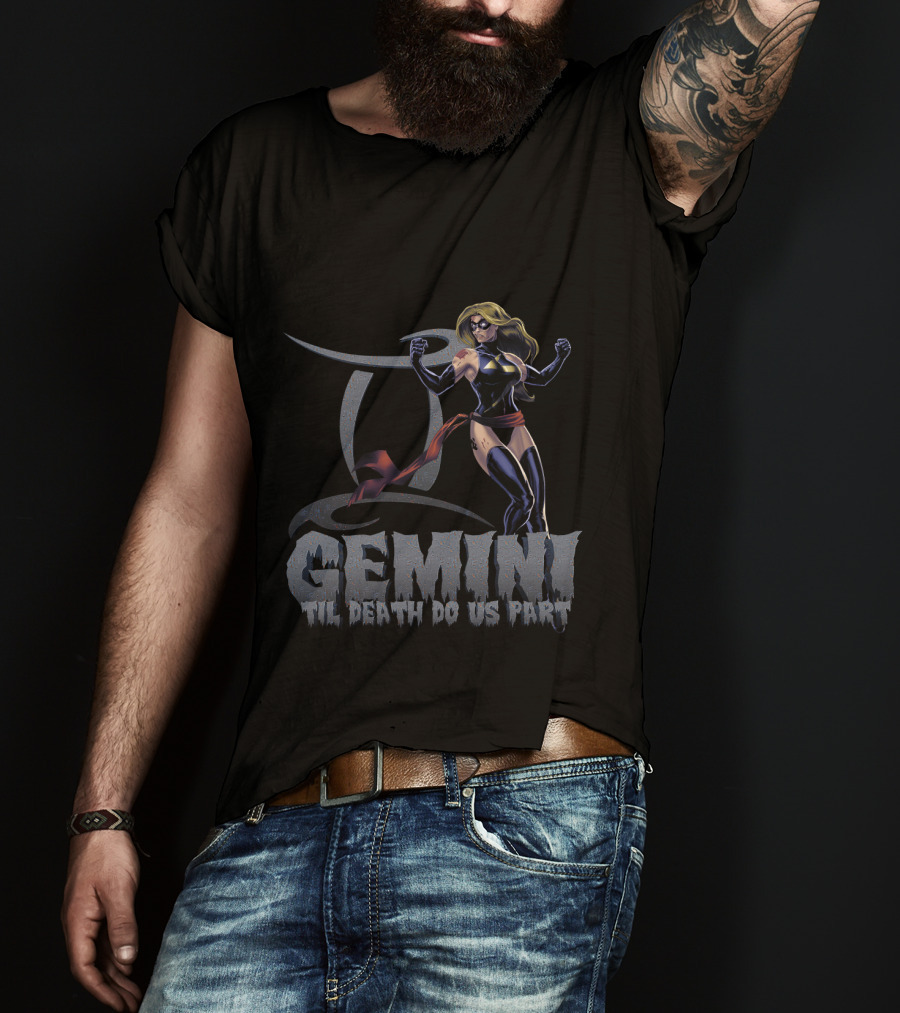 Gemini Til Death Do Us Part Captain Marvel Fans T-Shirt