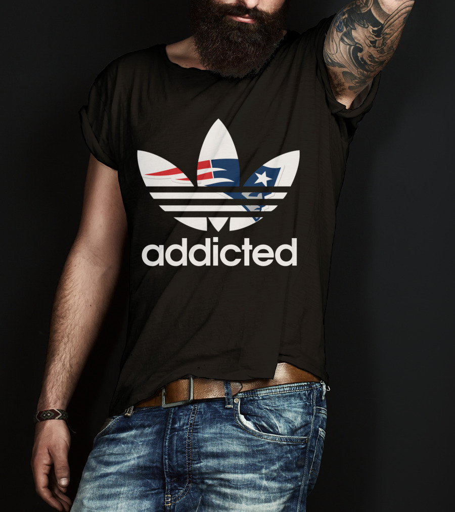 New England Patriots Addicted Nfl Logo Mashup T-Shirt