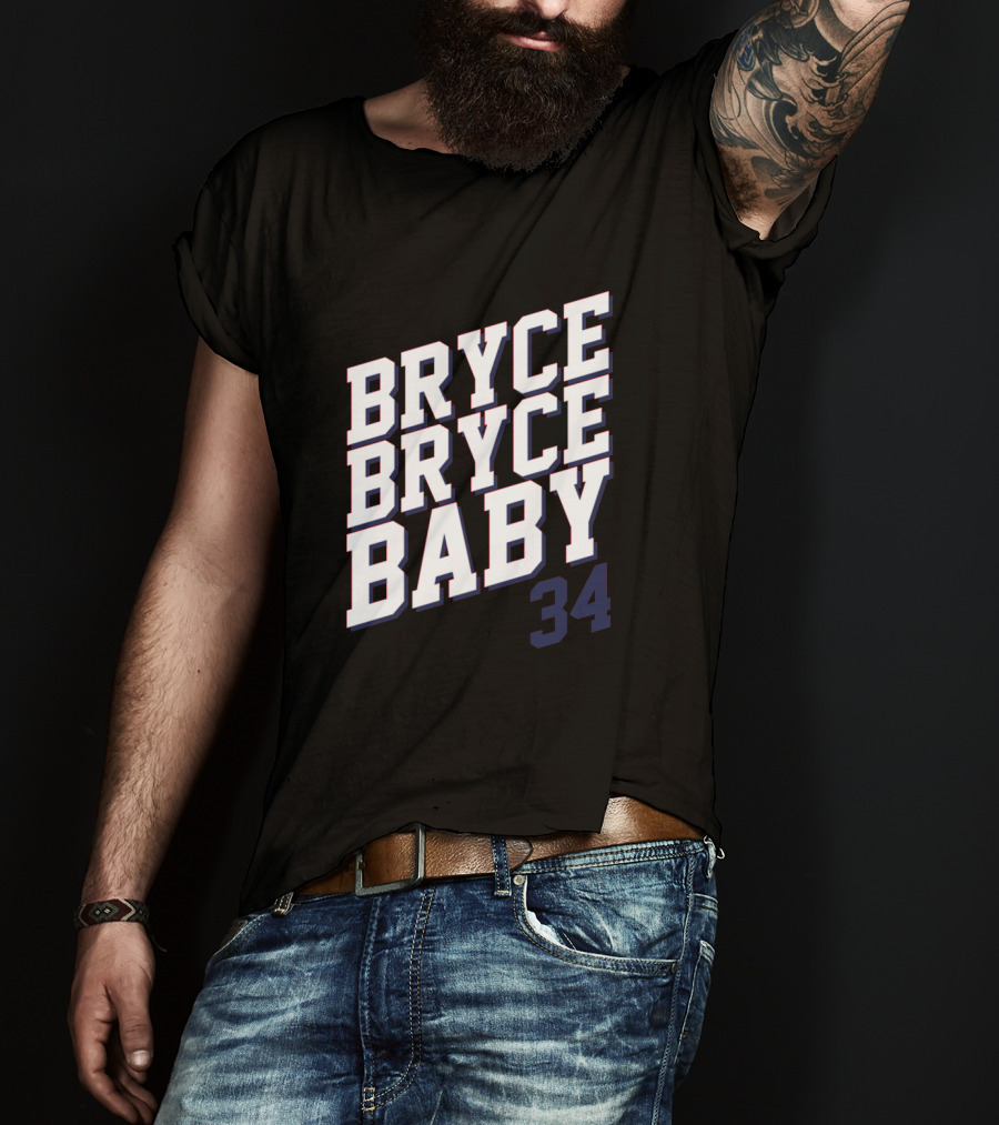 Bryce Bryce Baby 34 Sports Reference Tee Featuring Athlete Number T-Shirt