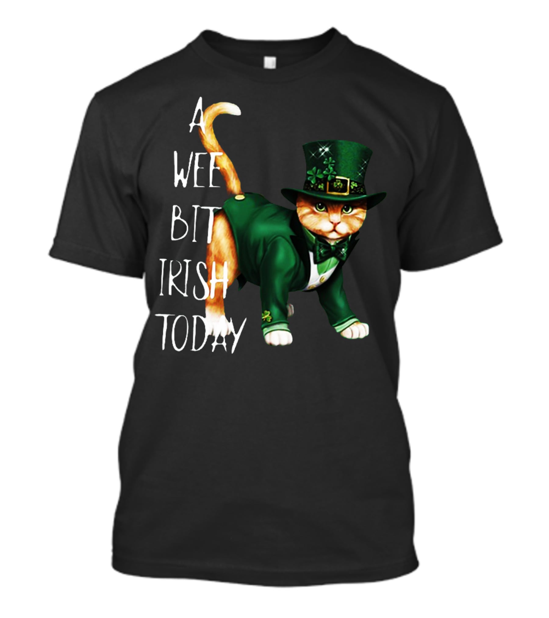 A Wee Bit Irish Today Cat In Green St. Patrick's Day Attire T-Shirt