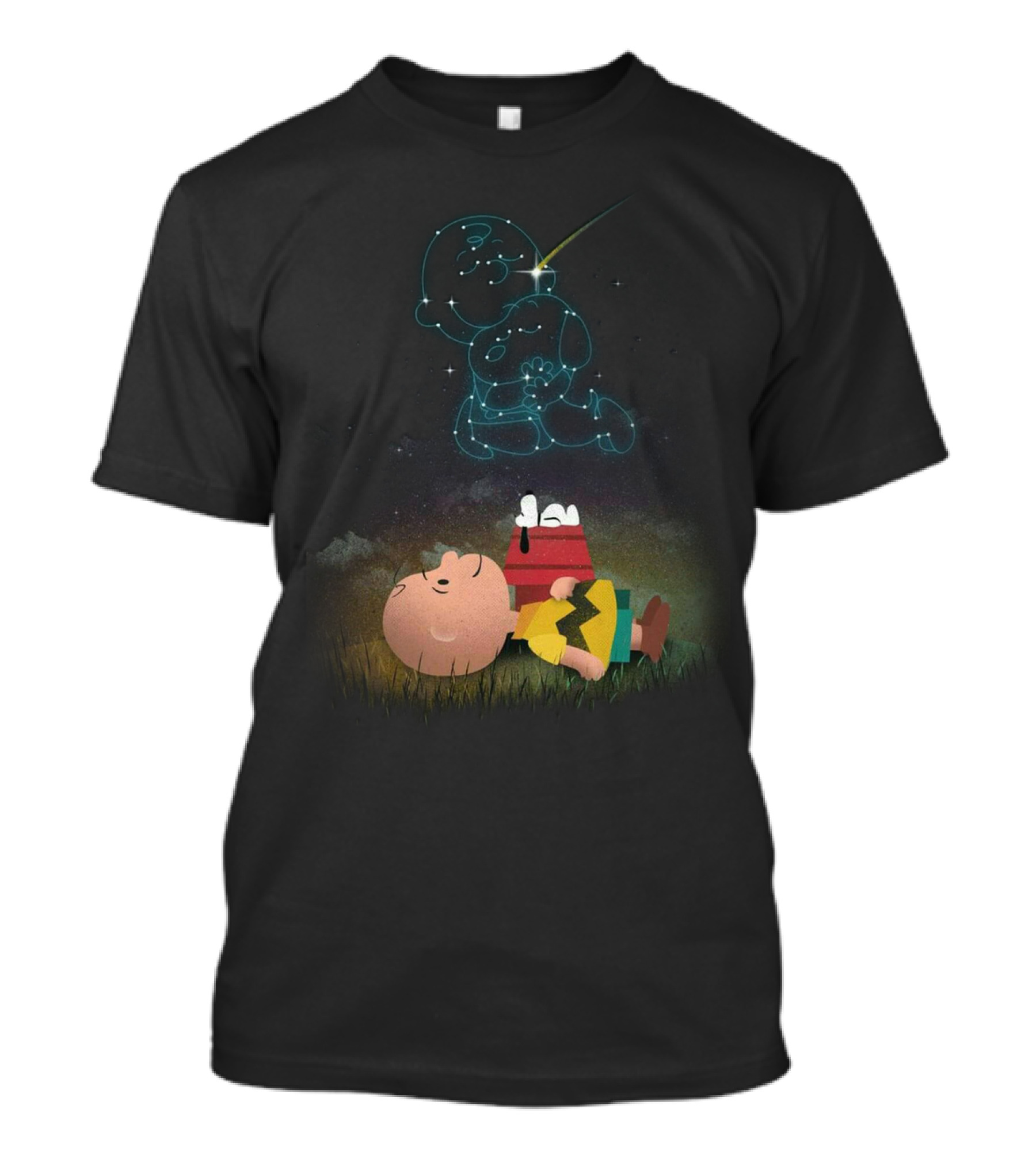Charlie Brown And Snoopy Celestial Stargazing Night Constellation Scene T-Shirt