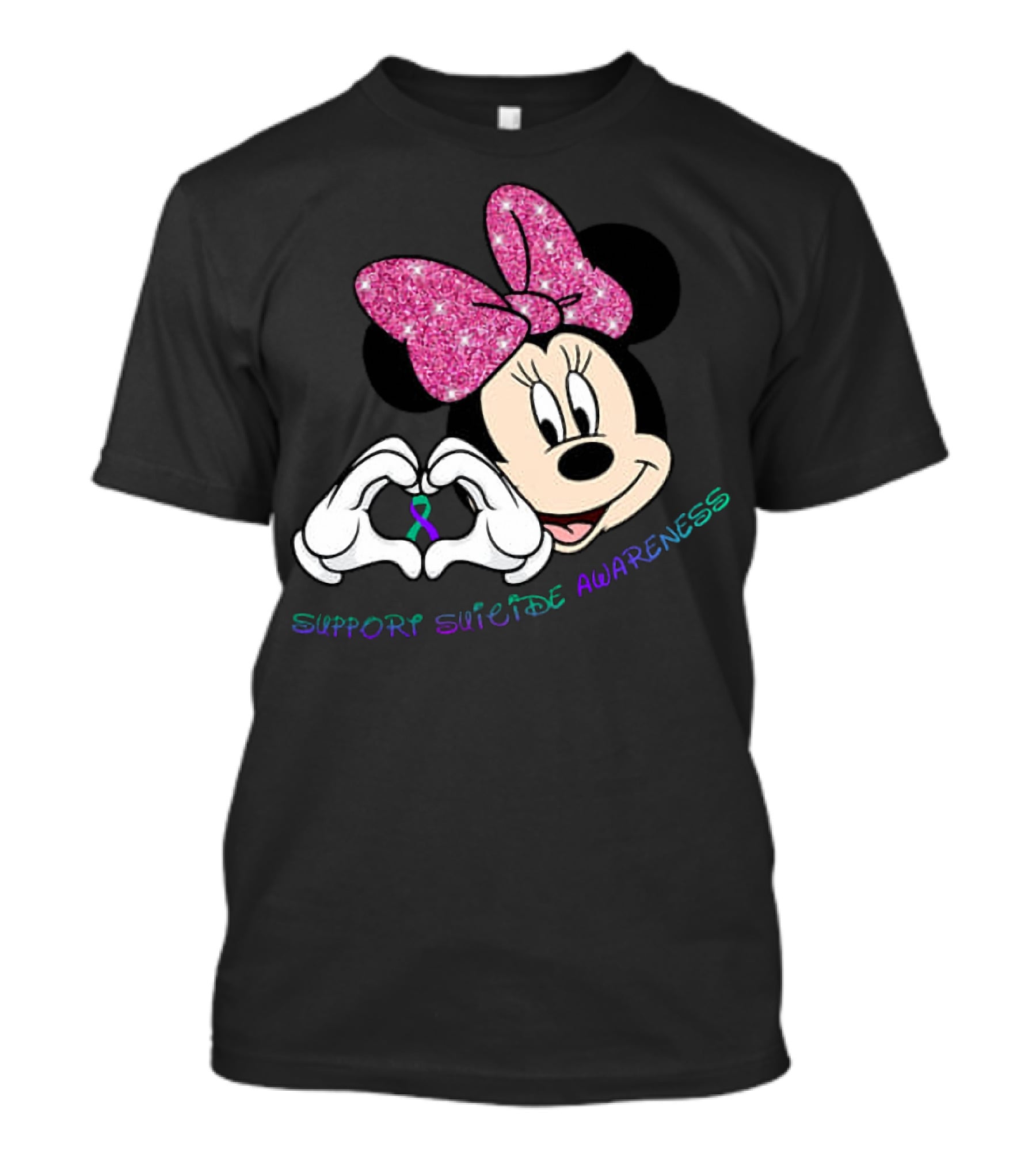 Minnie Mouse Support Suicide Awareness Pink Bow Heart Hands T-Shirt
