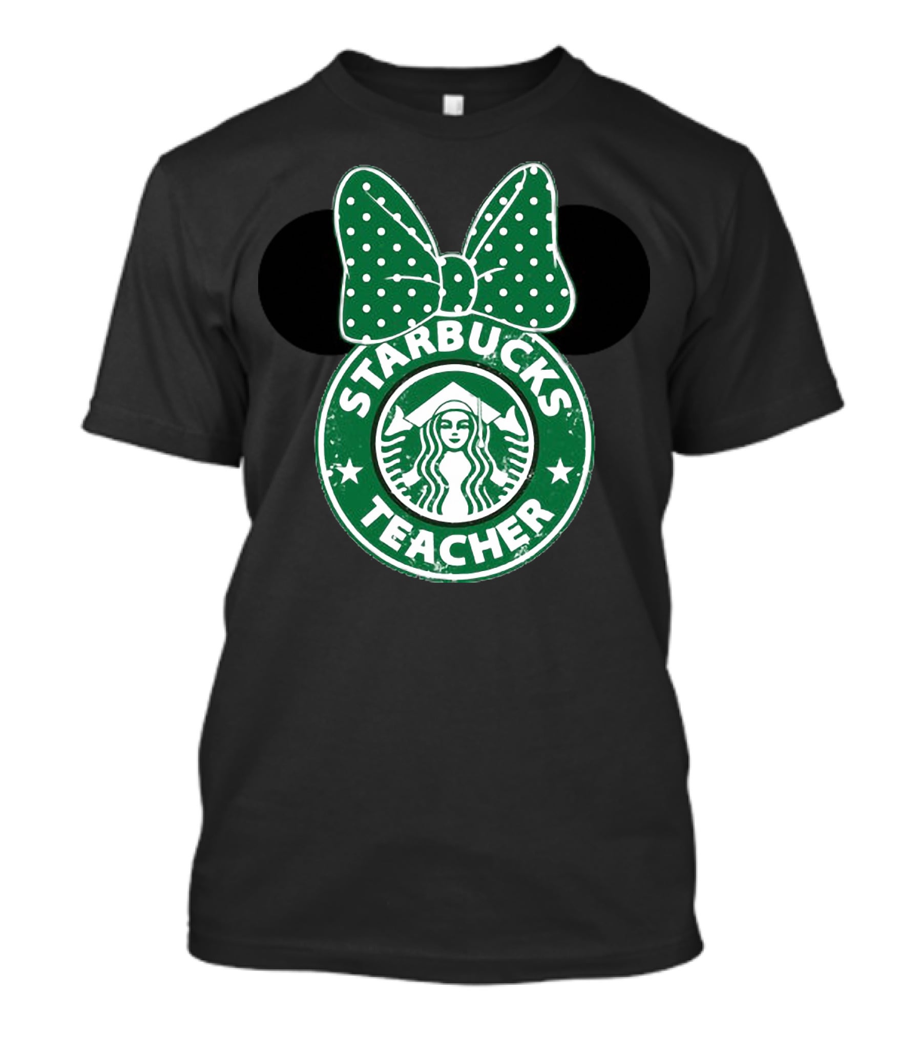 Starbucks Teacher Mickey Ears Polka Dot Bow T-Shirt