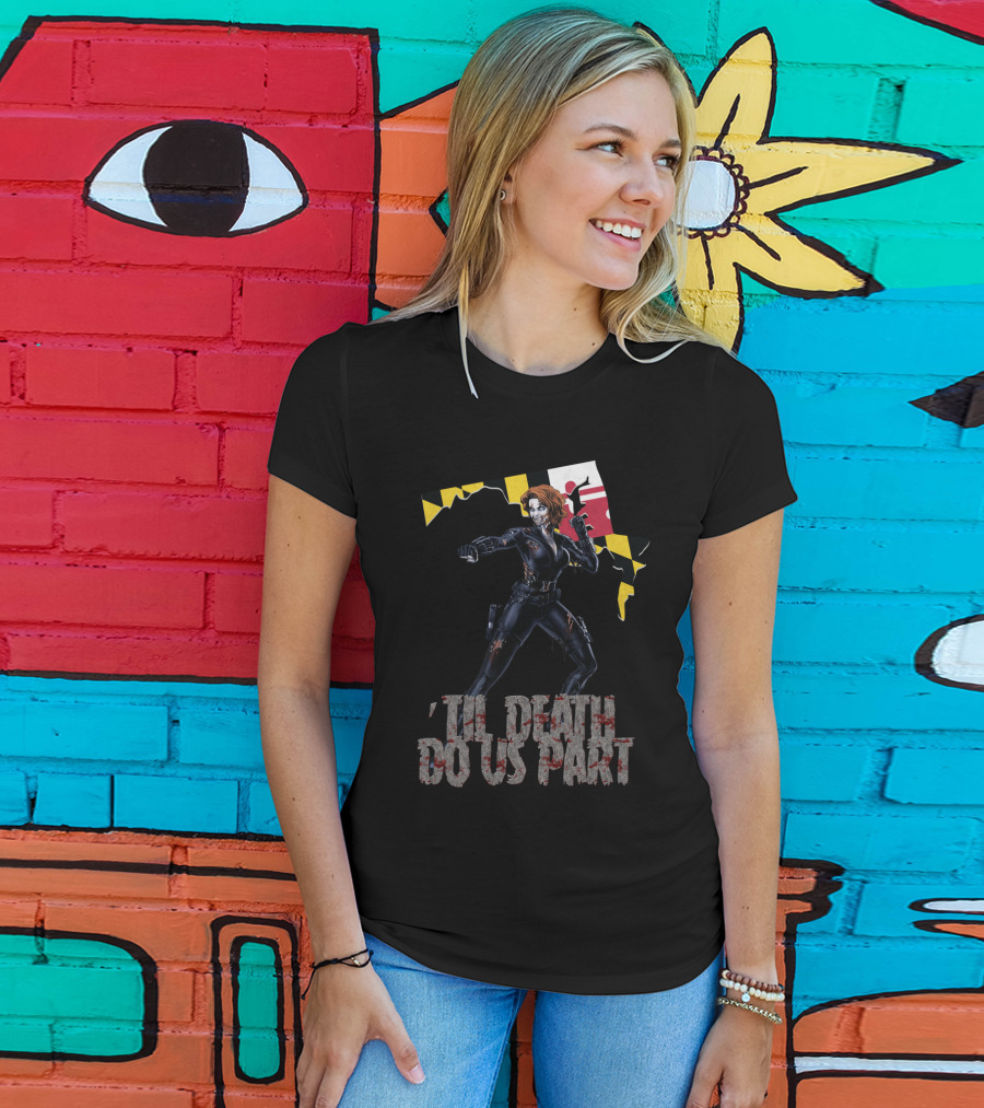 Til Death Do Us Part Black Widow Maryland Map T-Shirt