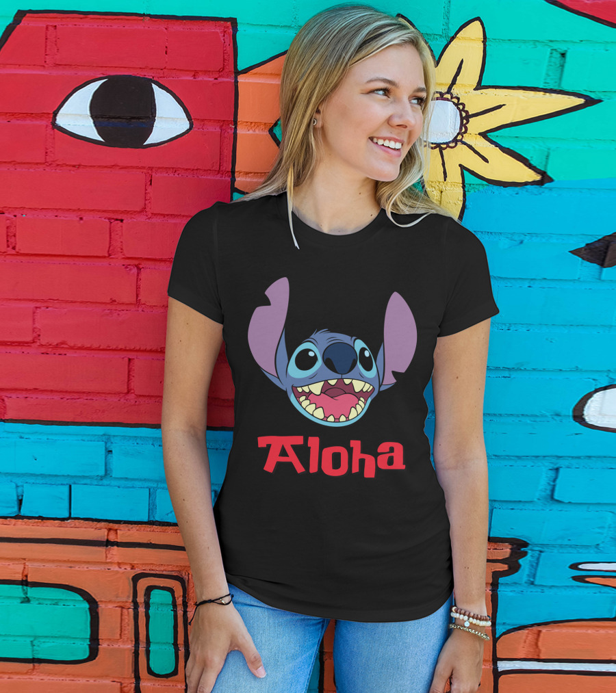 Lilo And Stitch Aloha Stitch Iconic Blue Character Smile T-Shirt