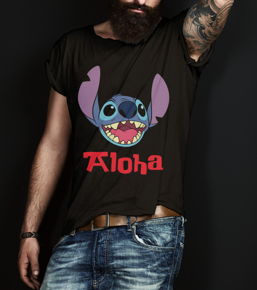 Lilo And Stitch Aloha Stitch Iconic Blue Character Smile T-Shirt