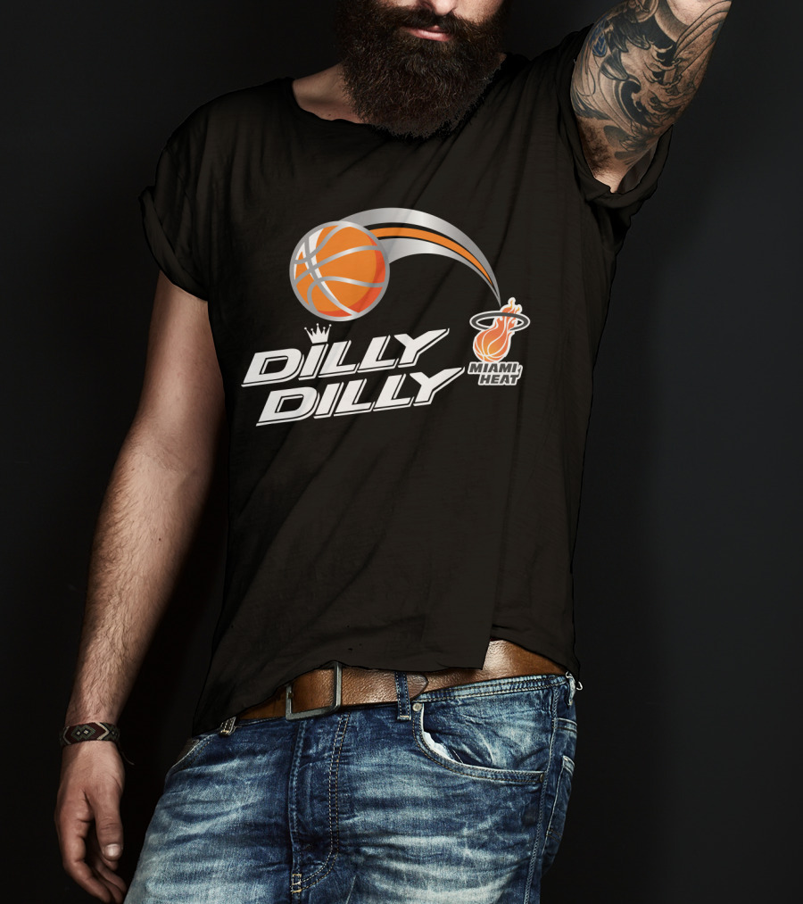 Miami Heat Dilly Dilly Basketball With Orange Ball And Crown T-Shirt