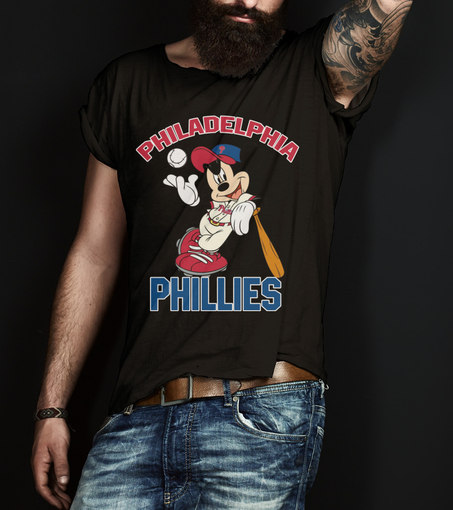 Philadelphia Phillies Mickey Mouse Baseball Player T-Shirt