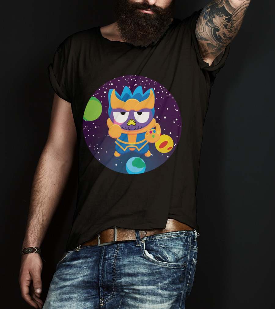 Thanos Owl Parody As The Mad Tiny Titan With Infinity Gauntlet In Space T-Shirt