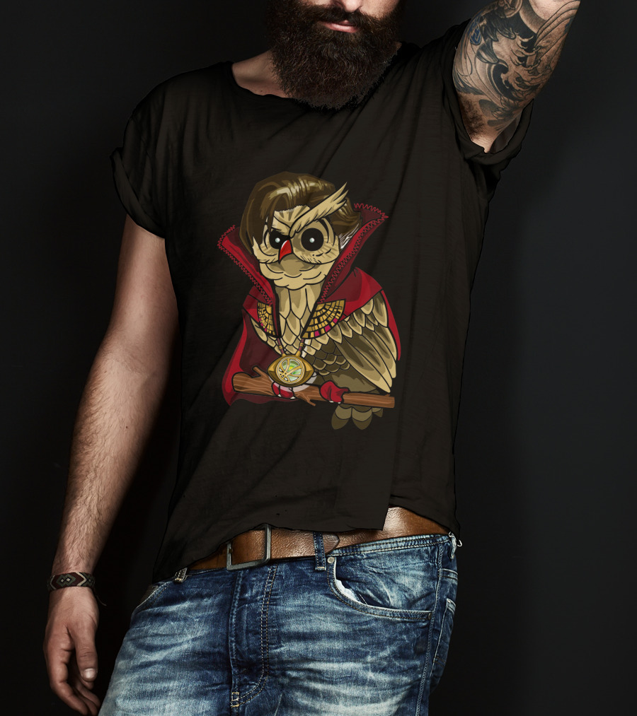 Dr. Strange Owl Parody Cape And Amulet Creative Superhero Fusion T-Shirt