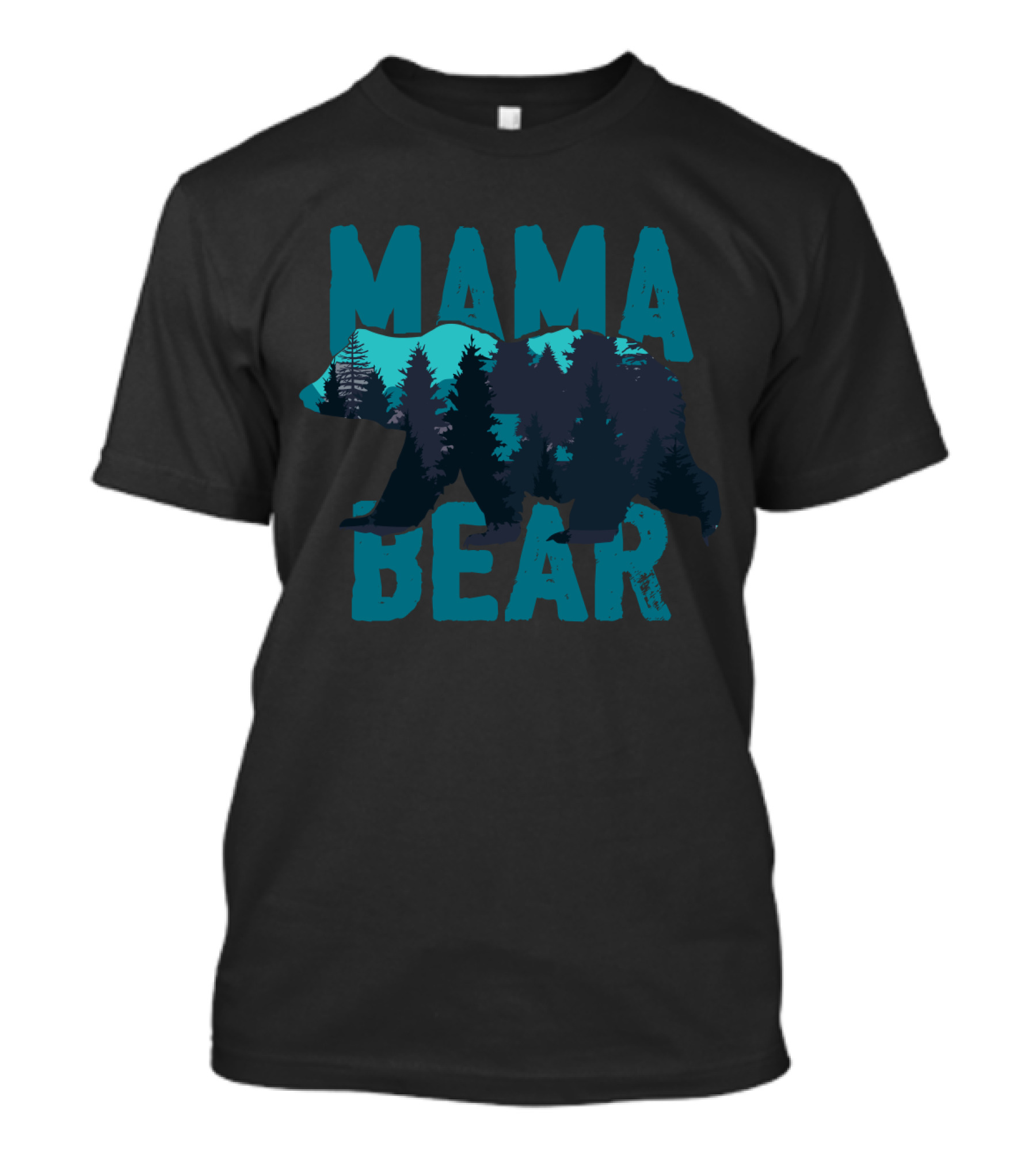 Mama Bear Silhouette With Mountain And Forest Scene T-Shirt