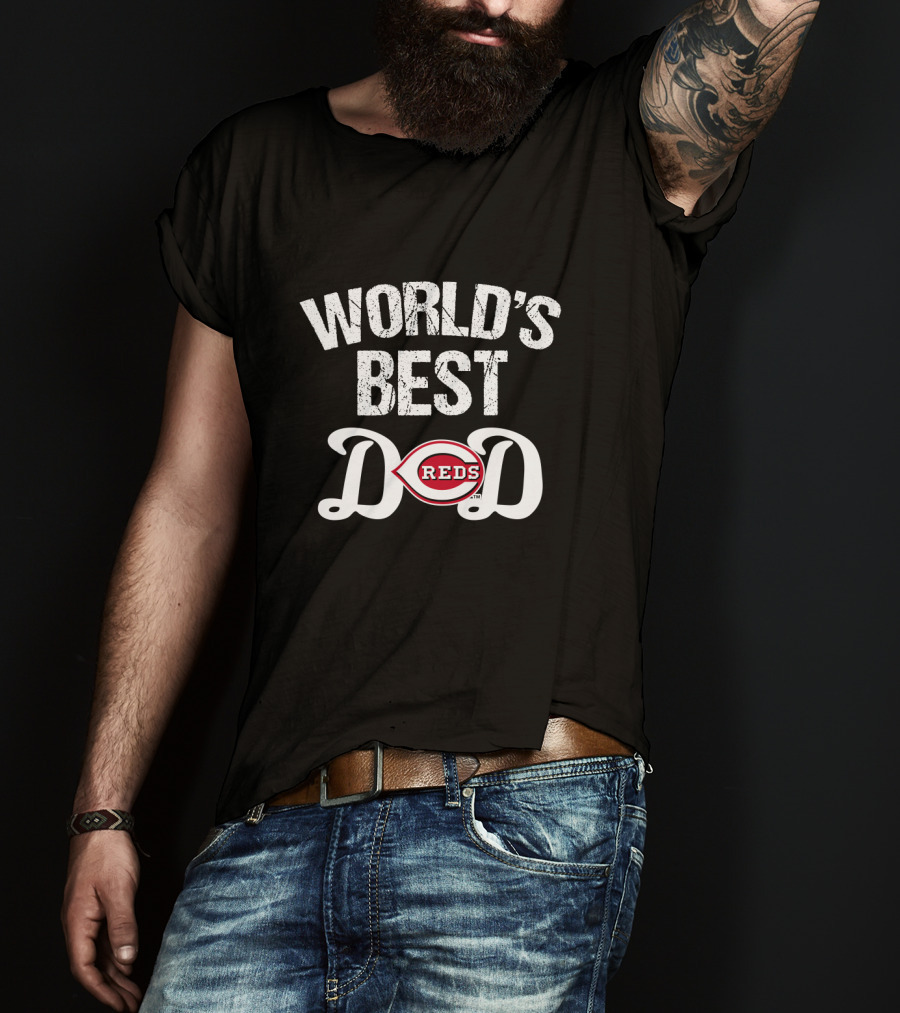 World's Best Reds Dad Cincinnati Baseball Fan T-Shirt