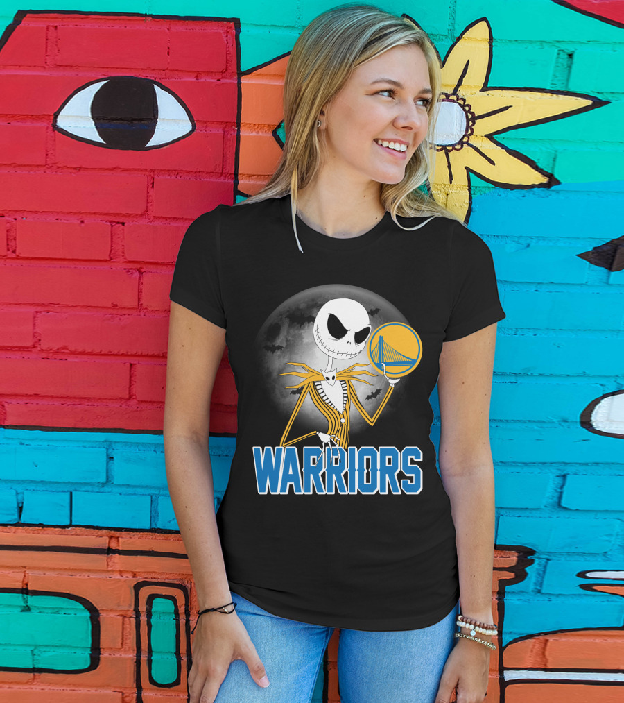 Jack Halloween Warriors Golden State Fan Basketball Moon Scene T-Shirt