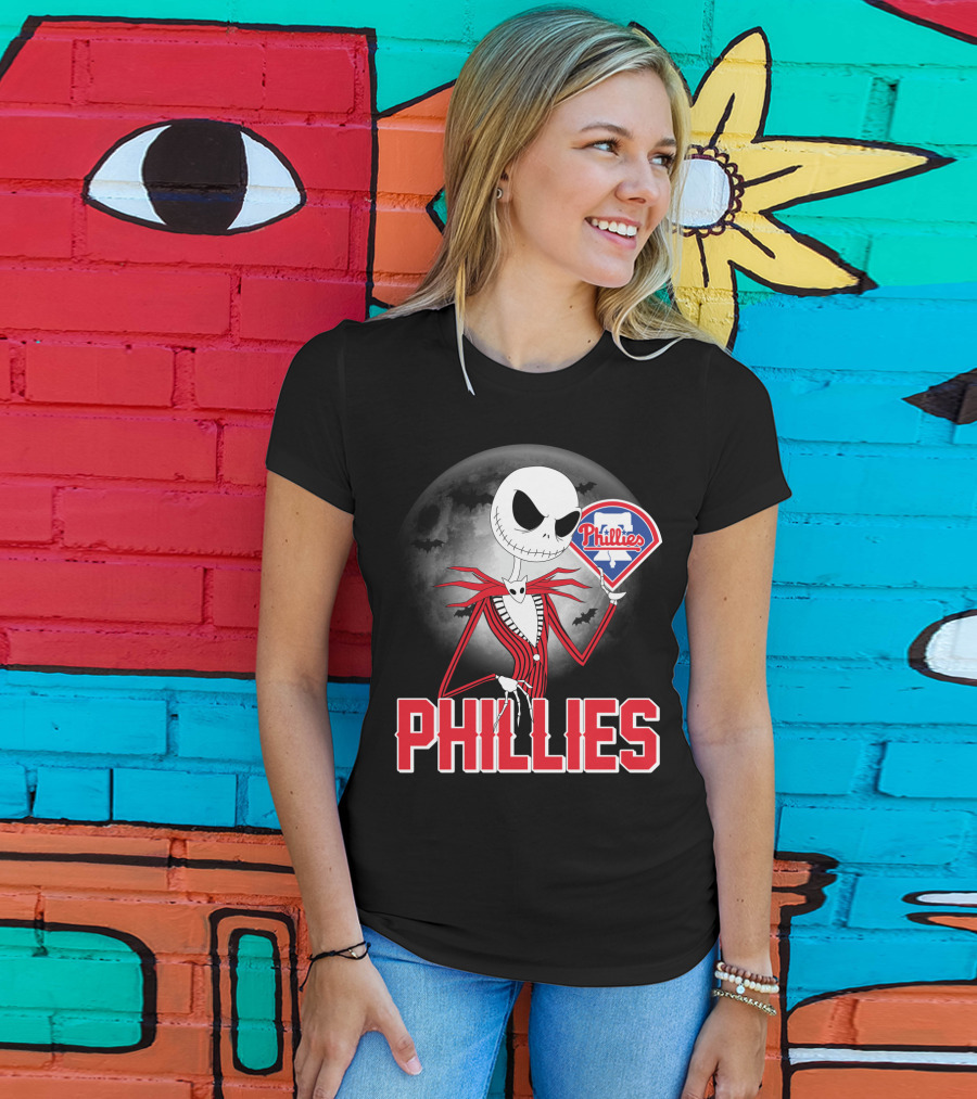 Phillies Halloween Moon Jack Skellington Crossover T-Shirt
