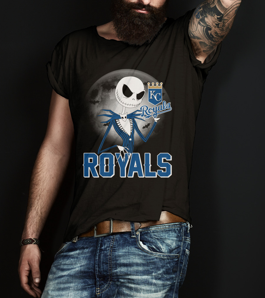 Jack Skellington Halloween Kansas City Royals Moon T-Shirt